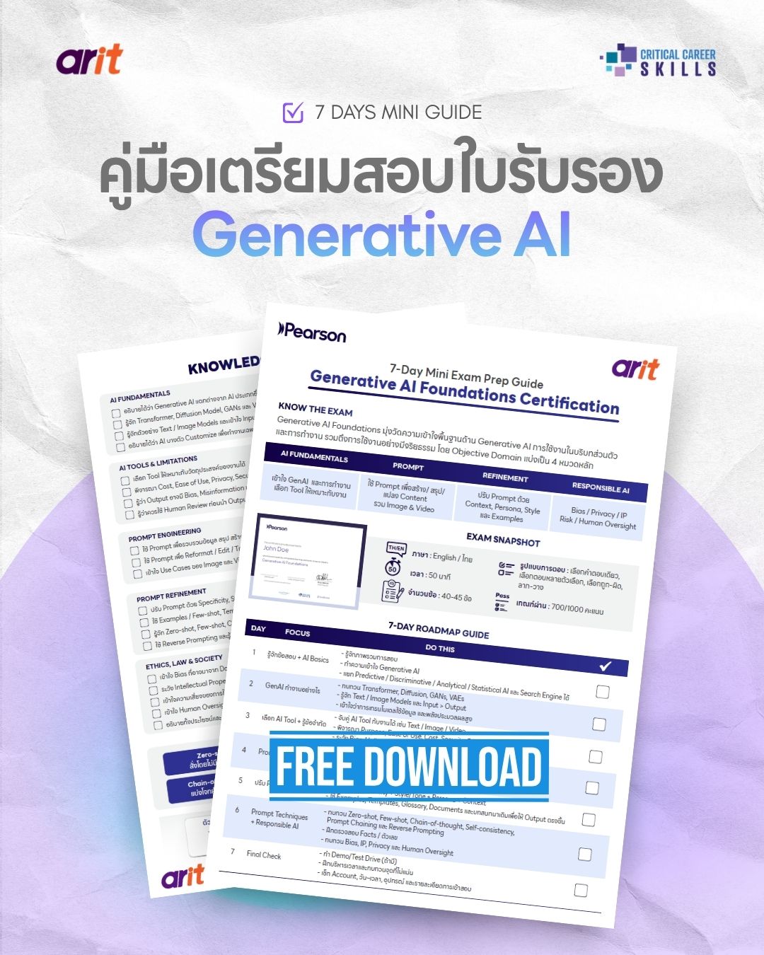 ตัวอย่าง Knowledge Checklist และแผนเตรียมสอบ Generative AI 7 วัน